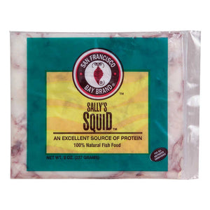 San Francisco Bay Brand Sally's Squid Frozen Fish Food 8oz Flat Pack